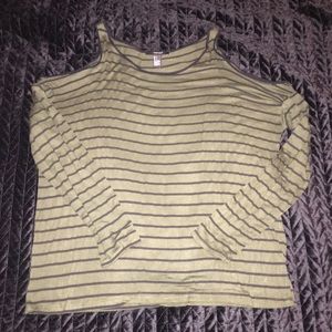 Striped cold shoulder top